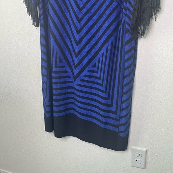 Catherines‎ Women’s Blue Black Stripe Fringe Dress Plus Size 1X (18/20) - Picture 3 of 6